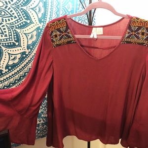 Red flowy top